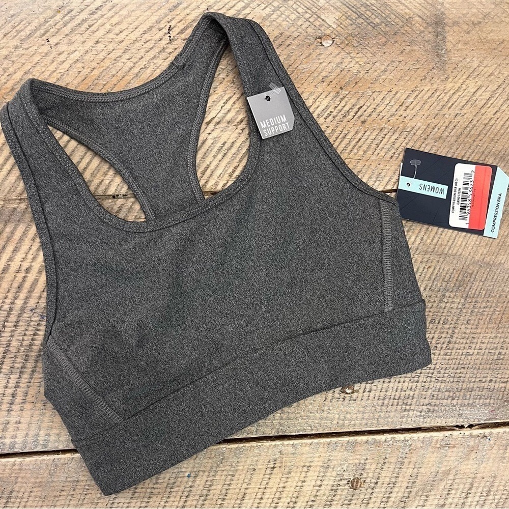 DSG Crossback Compression Sports Bra Womens XS Gray NEW Medium Support DAW23702H